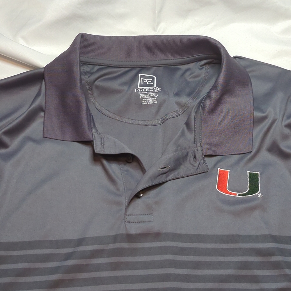Knights Apparel Shirt Men's XXL Dri-Fit University of Miami Hurricanes Polo 2XL